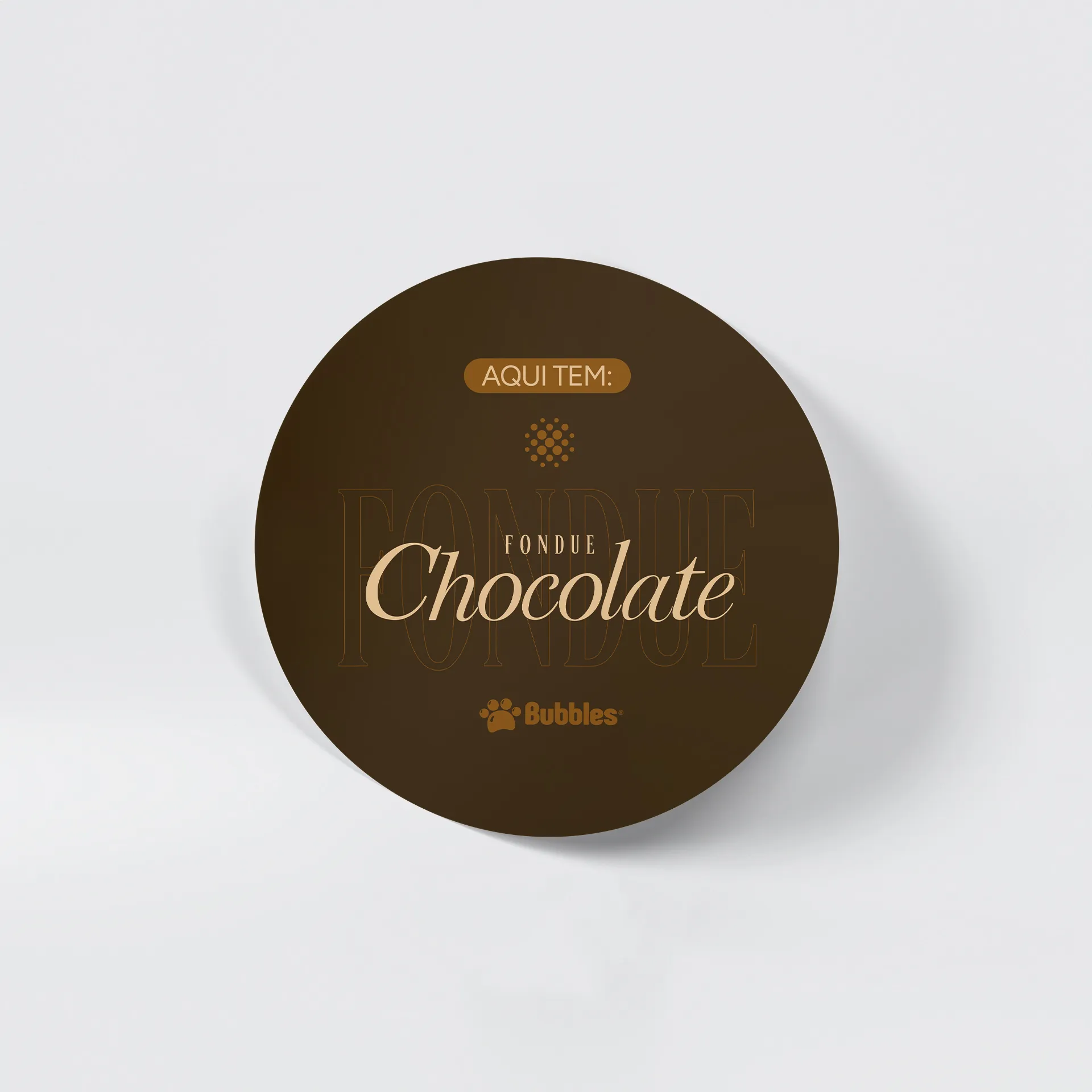 ADESIVO REDONDO FONDUE DE CHOCOLATE (MARROM ESCURO) [25X25CM]